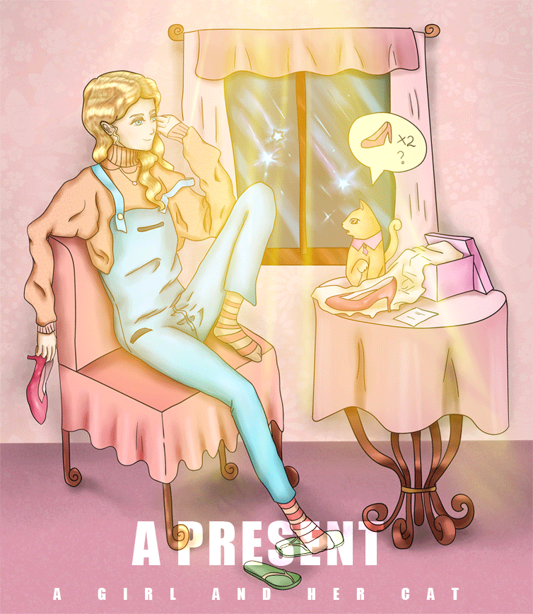 女孩和貓插畫（圖ZMTYwOTU2NDc2） - 創(chuàng)作習作 - 站酷設計師Vanasure原創(chuàng)素材 - 站酷ZCOOL