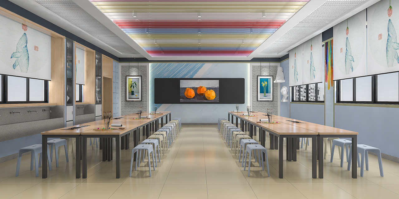 某学校美术室|空间|家装设计|裤兜刺猬亲平身 - 原创作品 - 站酷