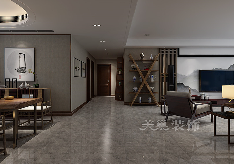 郑州北龙湖240平大平层装修 新中式风格 四室两厅（图ZMTI5MjMwODg4） - 家装设计 - 站酷设计师美巢装饰世男原创素材 - 站酷ZCOOL