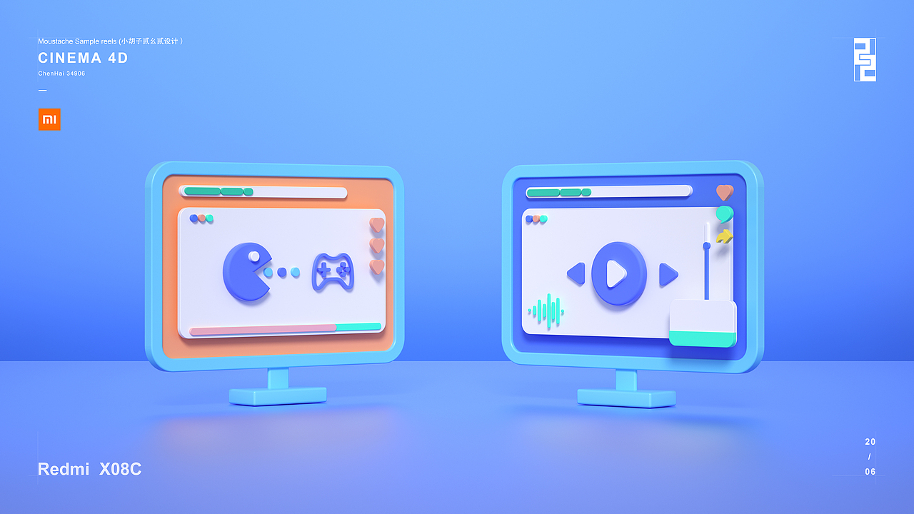 小米手环5+ART音箱+电视 C4D三维渲染【5-6月项目】