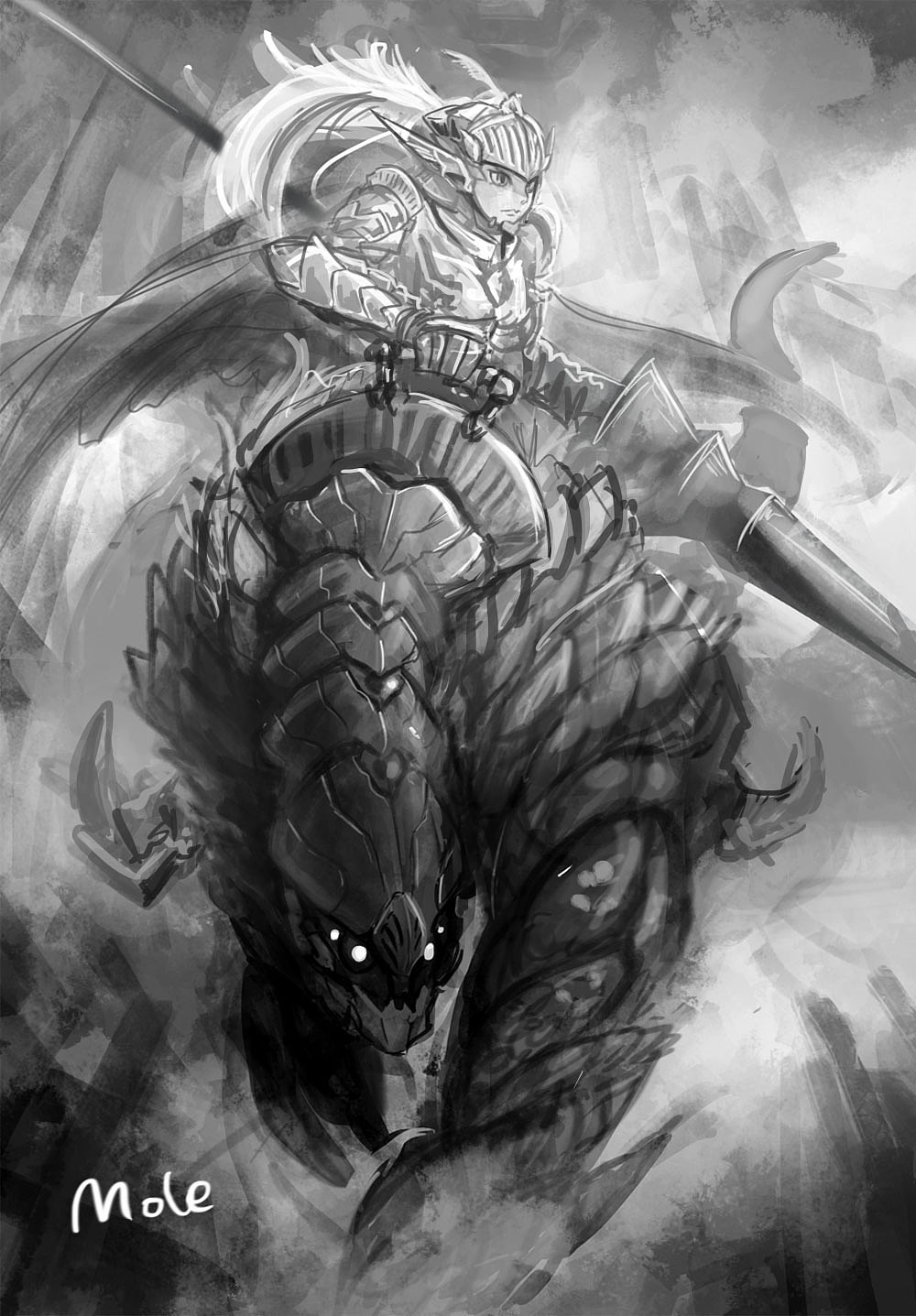 近期作品《枪兵》绘制过程外加之前作品翻新