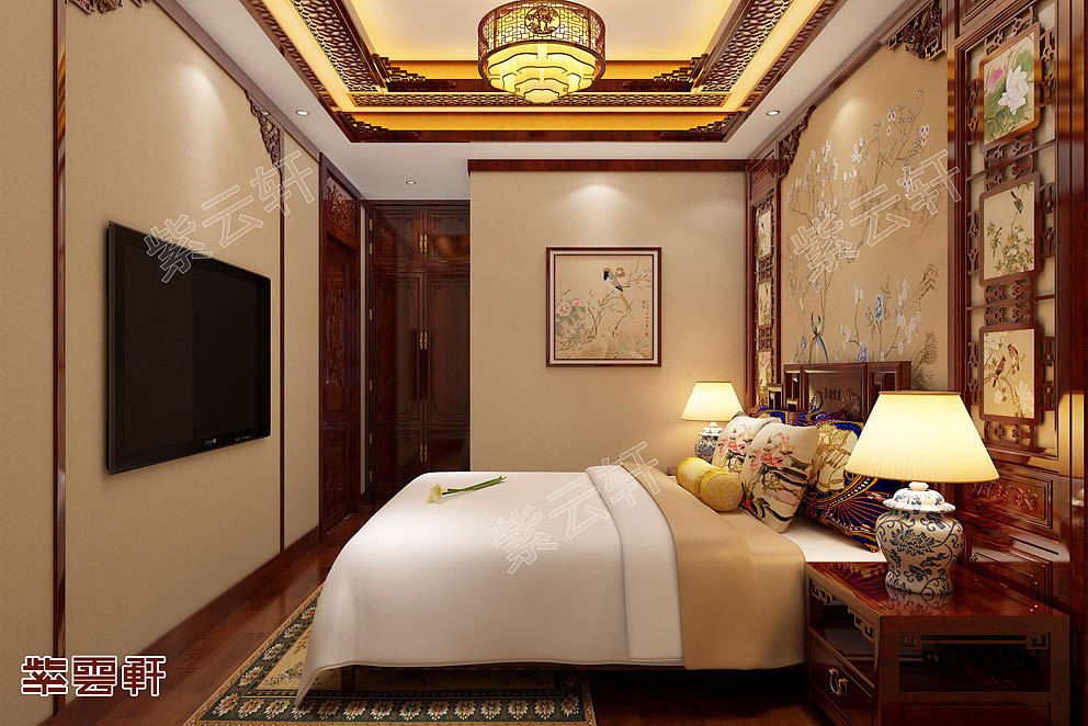 卧室古典中式设计效果图 紫云轩