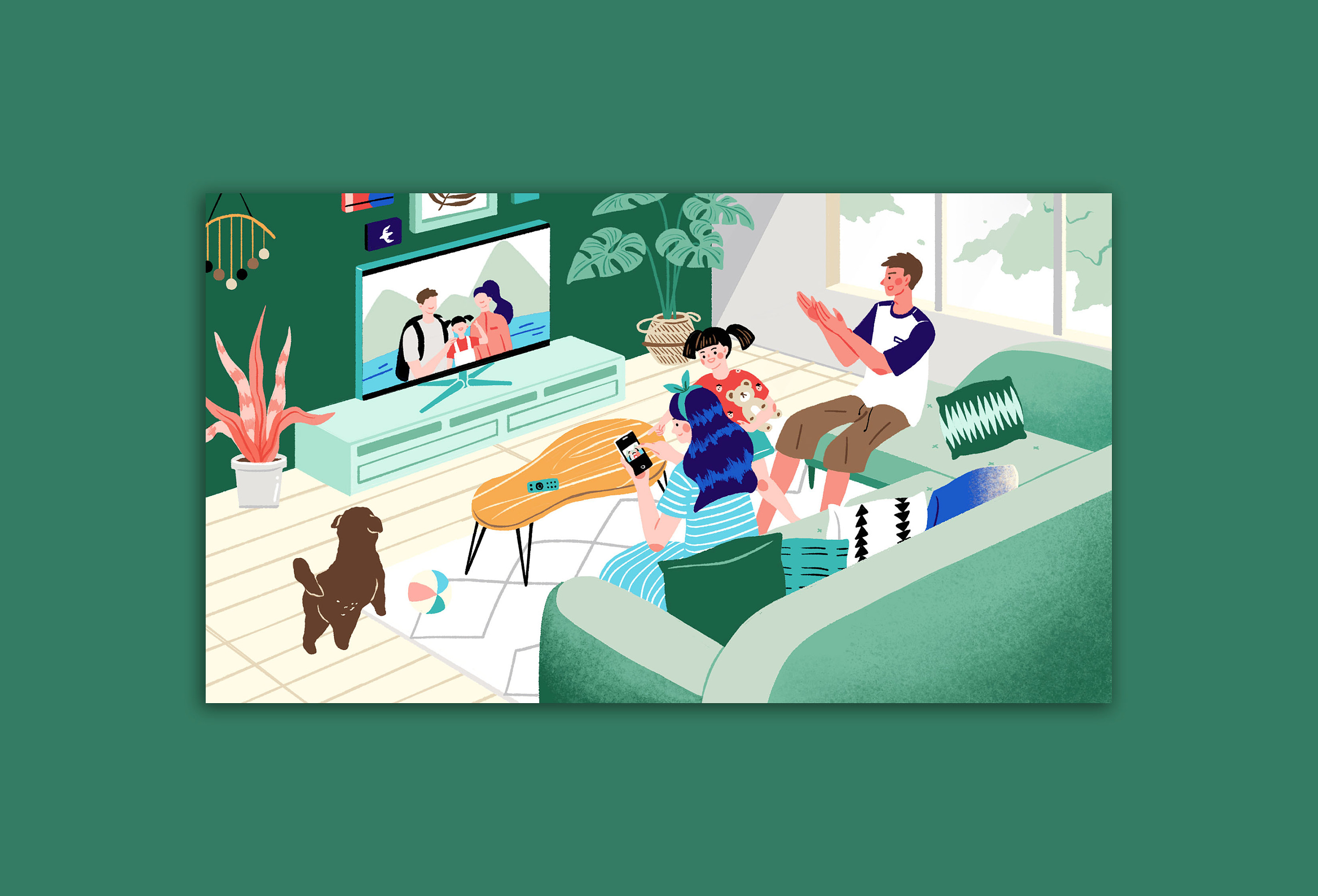 家庭办公场景插画×waxrain app_kk插画工作室-站酷zcool