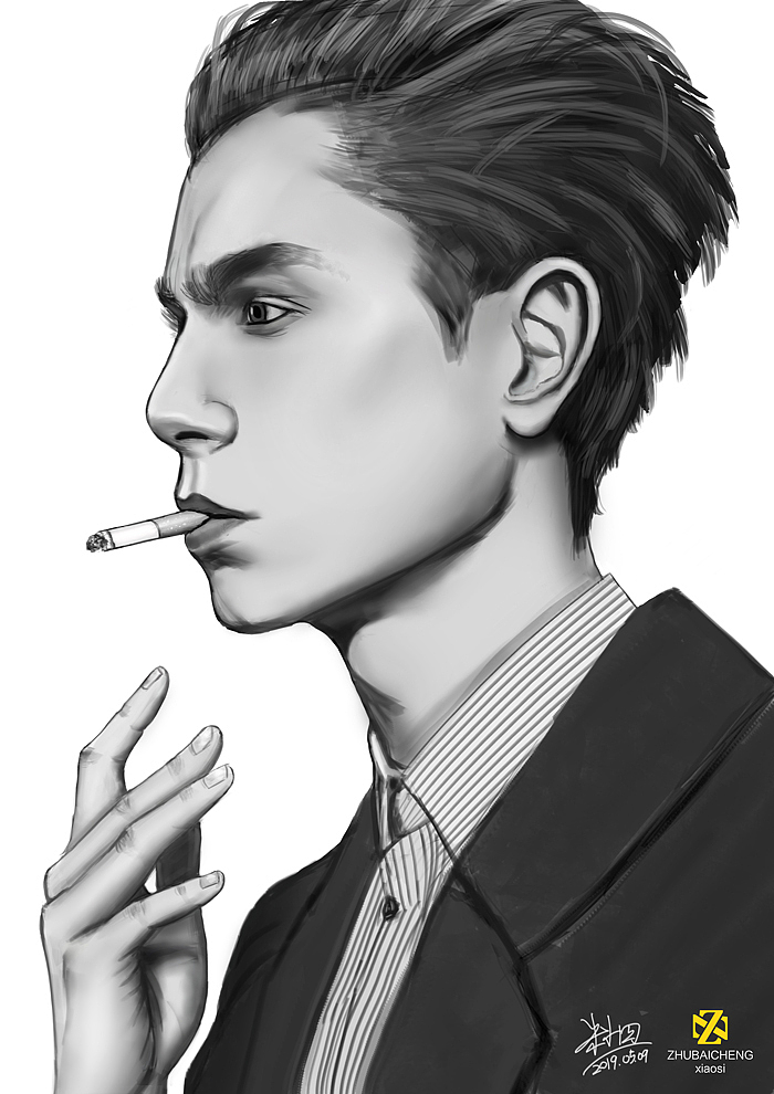 201905月欧美男头+嘴巴鼻子练习