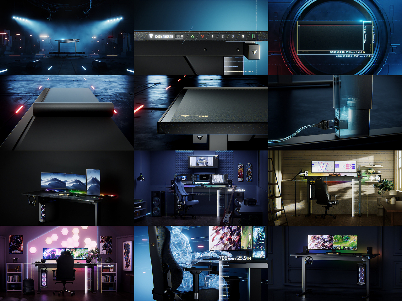 SecretLab x Magnus Pro—暗调电竞桌动画