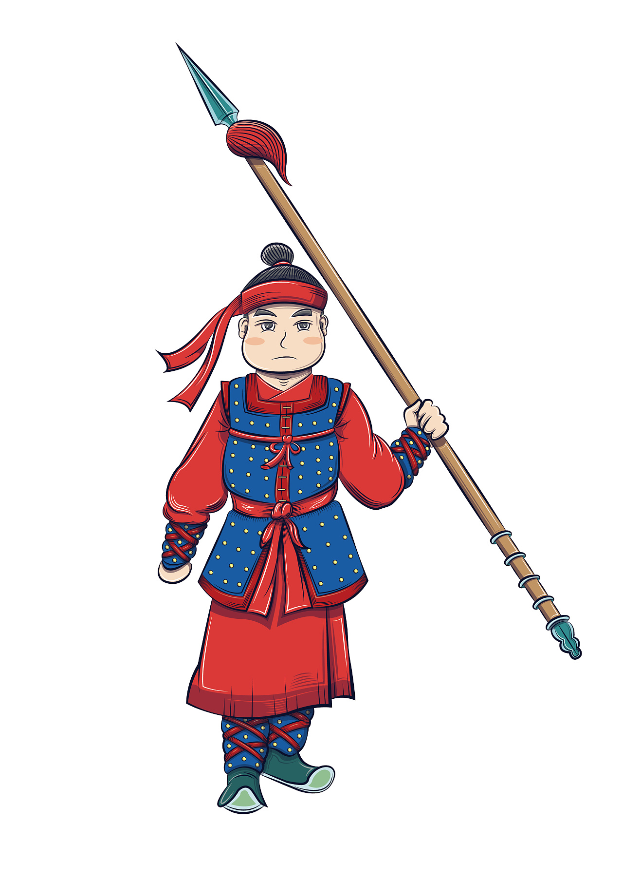 大明九边戎装历史人物描边插画