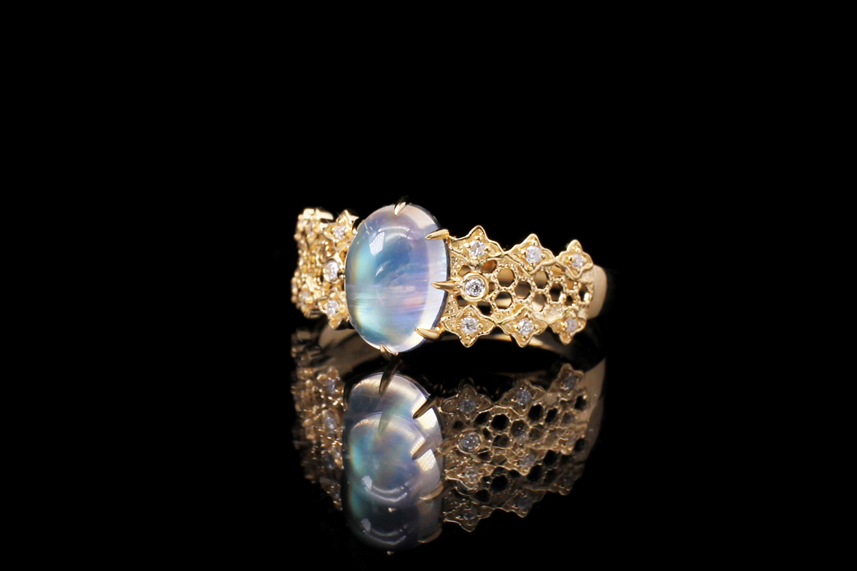 珠宝摄影 月光石 戒指 耳钉 原图微调亮度