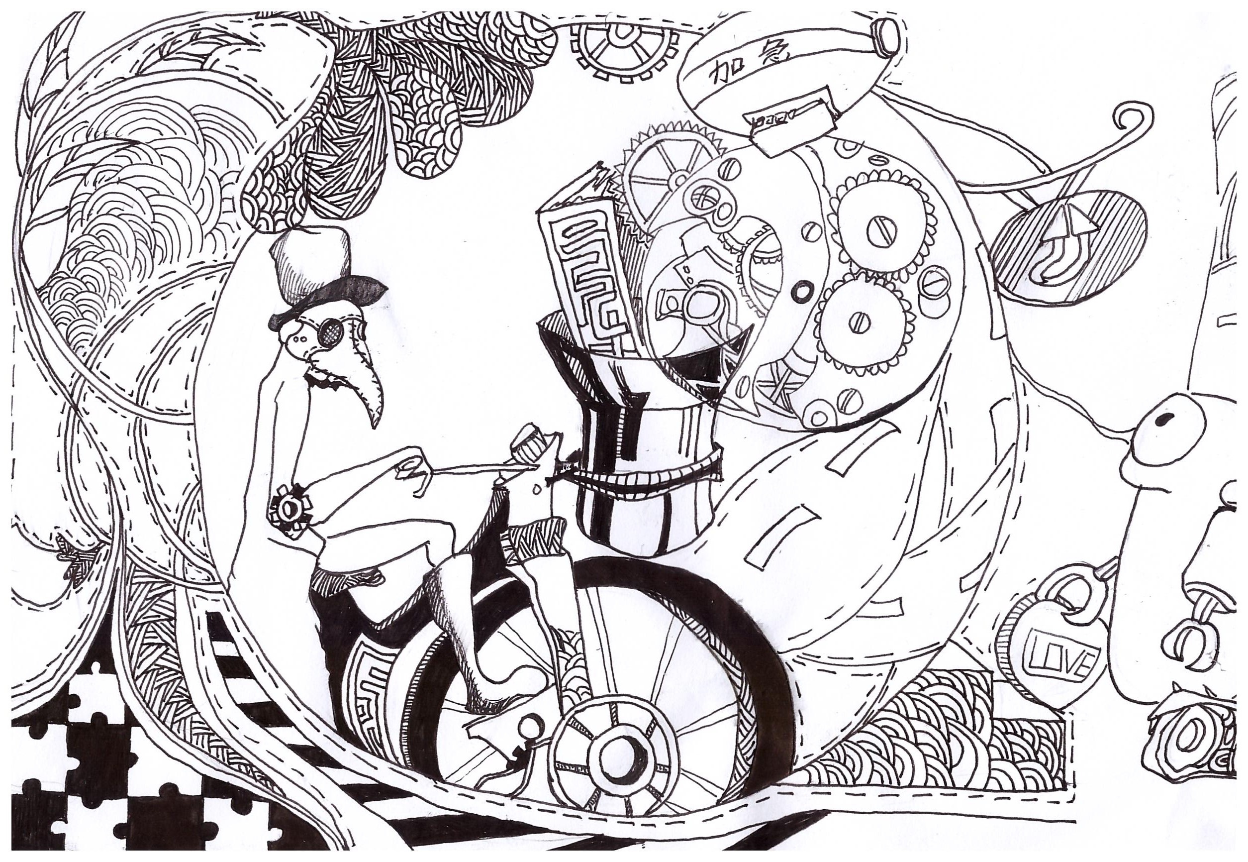 黑白蒸汽朋克圆茄子