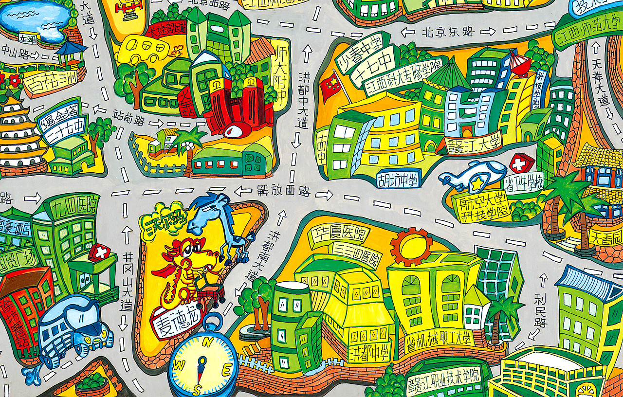 南昌手绘地图|平面|宣传物料|木木wangcaimou - 原创作品 - 站酷