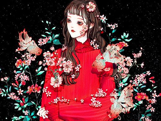 黑色背景少女系列壁纸