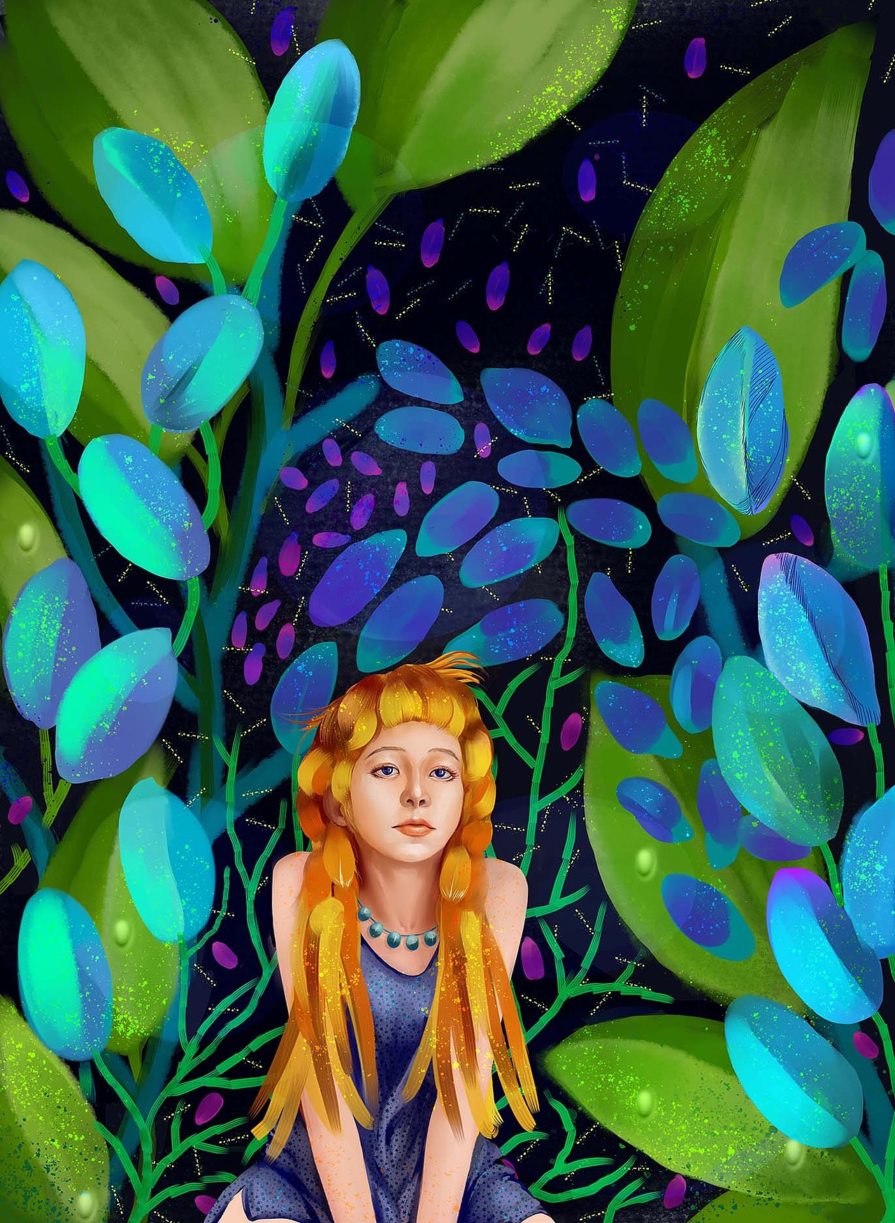 秘密花园之蓝绿色的梦|插画|商业插画|青玖酒_原创作品-站酷(zcool)