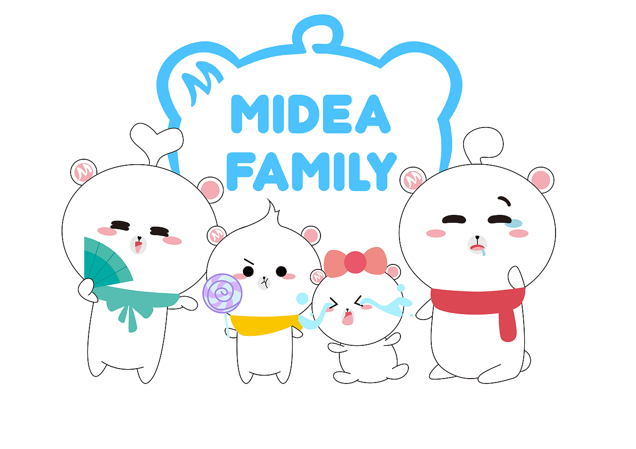 Midea Family熊小美一家 Q版形象设计（图ZMTkwNjQ1NDM2） - IP形象 - 站酷设计师巴橘大兔原创素材 - 站酷ZCOOL