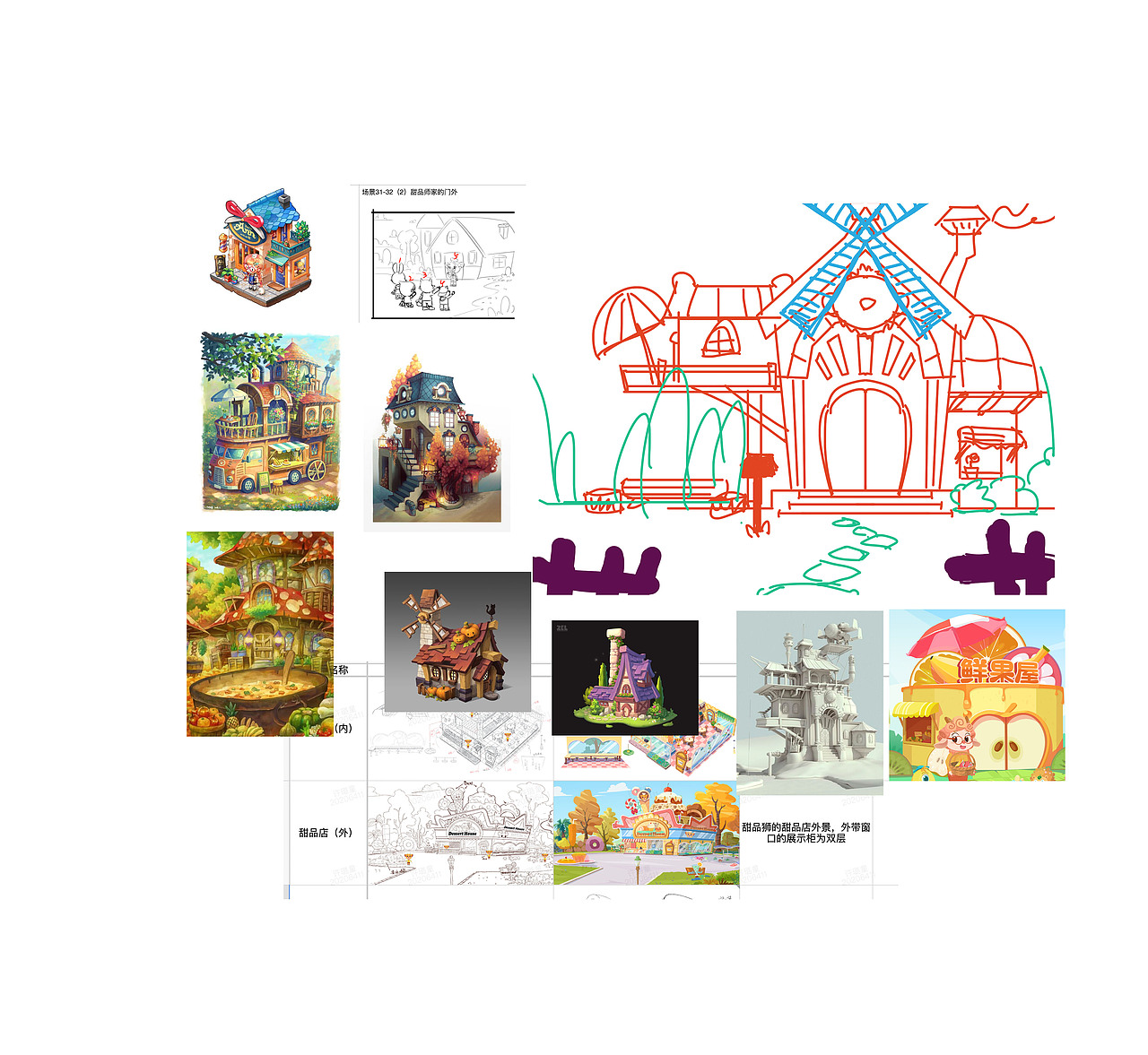 上图是本次拿到的需求甜品狮的家。
构思是,主要朝宜居、舒适、别致的方向来画,并不会把甜品元素过多带入。(没人想把工作带回家里吧大概~)<br>因此打算绘制一个木制的小别墅。<br>房屋结构可以多参考游戏里的,会有很多意想不到的收获。