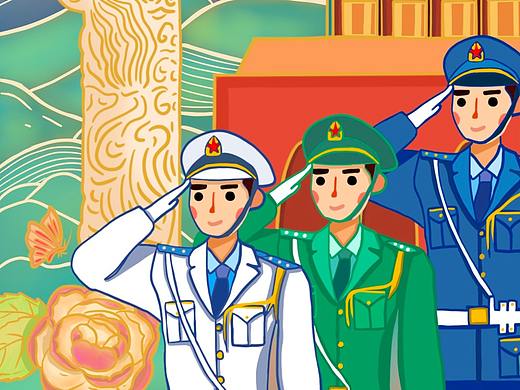 八一建军节插画海报