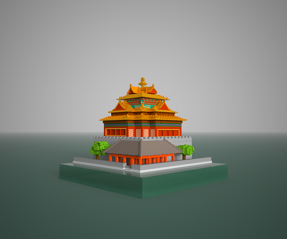 北京古建筑3D像素设计（图ZMTE0MTAzMTQ0） - 建筑/空间 - 站酷设计师何思佳原创素材 - 站酷ZCOOL