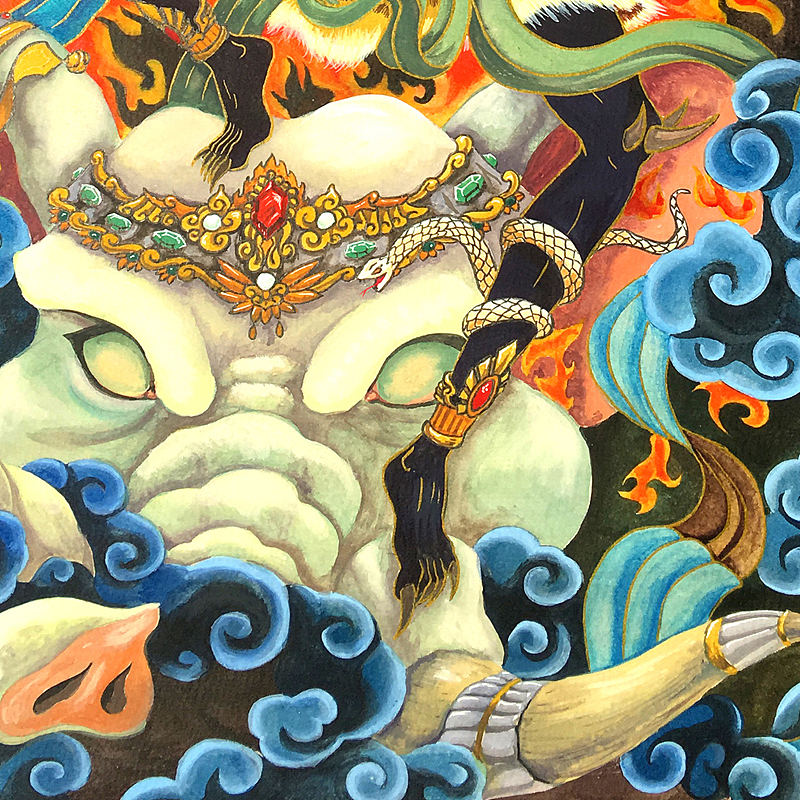 手绘六臂大黑天