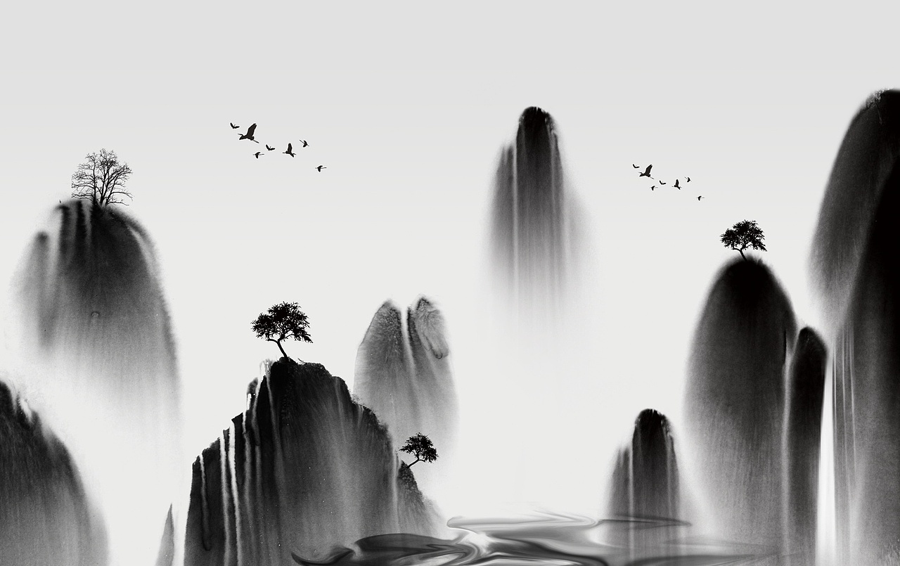 2019山水2（图ZMTY5MDA4MzY4） - 品牌 - 站酷设计师新中式纱画图库原创素材 - 站酷ZCOOL