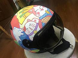 【约绘寻鹿】客订の何老师纯手绘浮世绘猫咪彩绘头盔