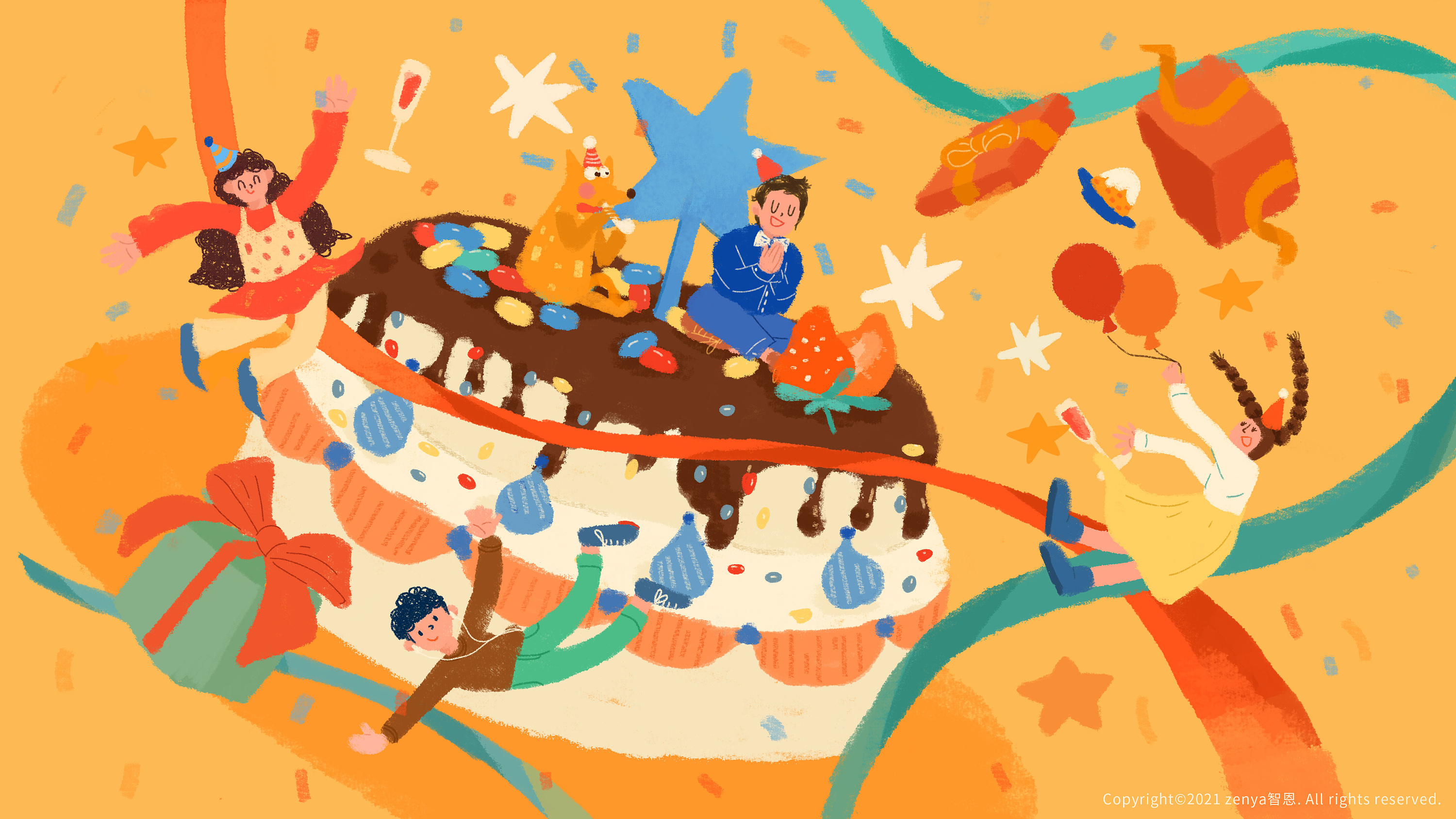 疯狂生日派对|插画|商业插画|智恩呀 - 原创作品 - 站酷 (zcool)