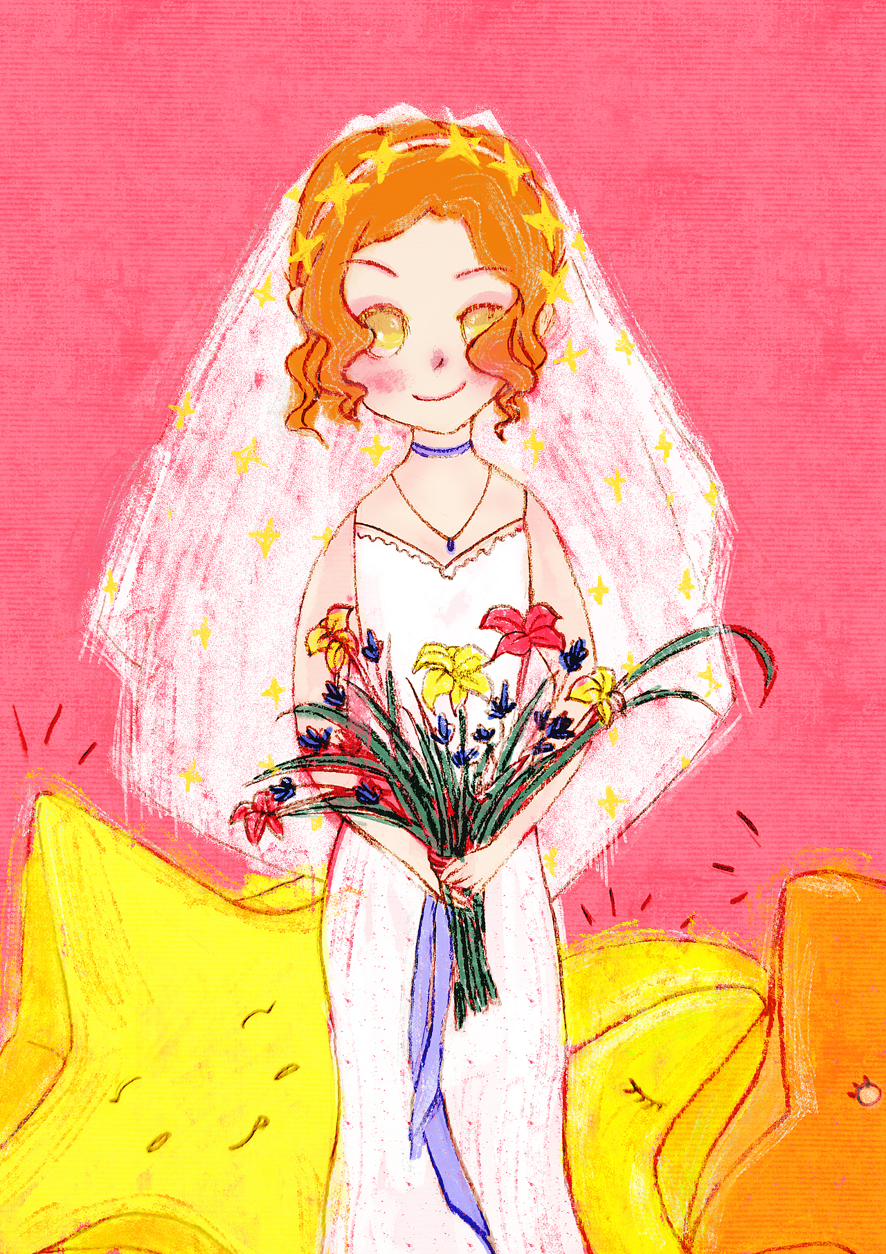 穿着婚纱的女孩（图ZMTM3OTUyNzI4） - 绘本 - 站酷设计师悠小桃原创素材 - 站酷ZCOOL