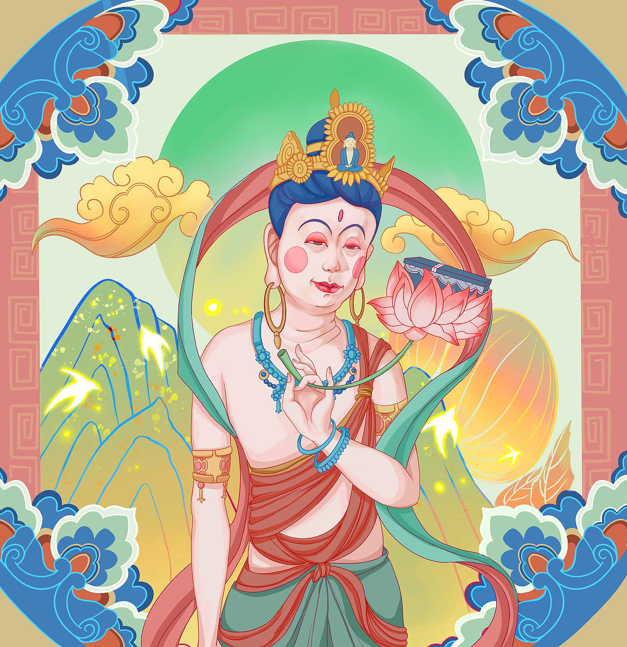 敦煌系列（图ZMjE0MzA5Mjky） - 商业插画 - 站酷设计师吴二赫兹原创素材 - 站酷ZCOOL