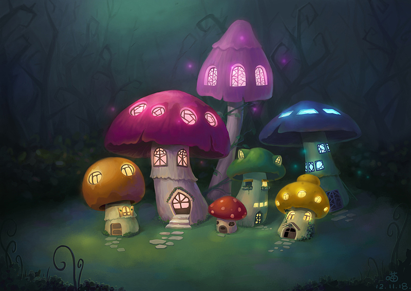 蘑菇村（图ZNzQ2ODUwOA==） - 创作习作 - 站酷设计师邓荣GloryDeng原创素材 - 站酷ZCOOL