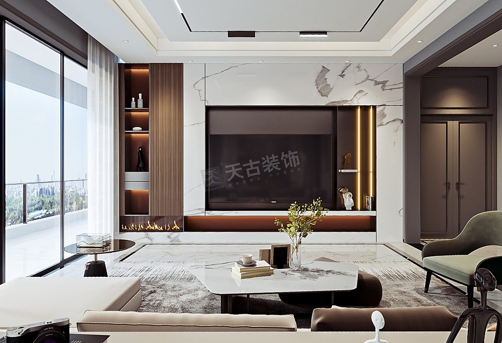 远洋高尔夫装修,独栋别墅户型方案设计,轻奢风格别墅