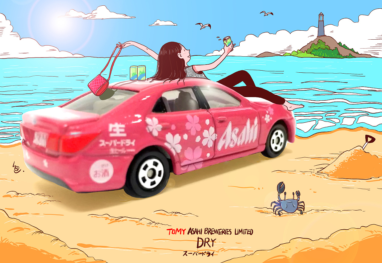 平时喜欢收藏tomica的小车,真实小车跟漫画人物结合,让照片更有趣了