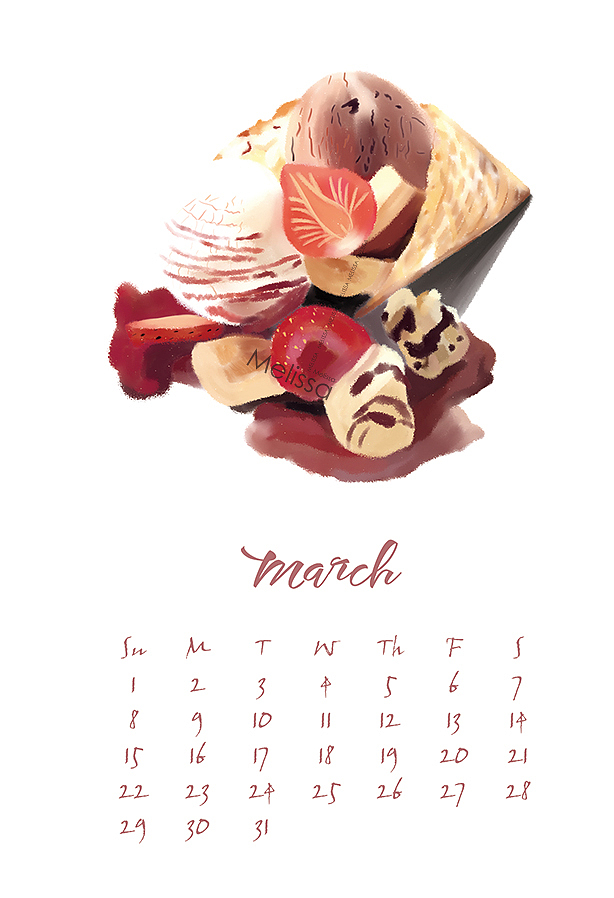 2020手绘插画日历