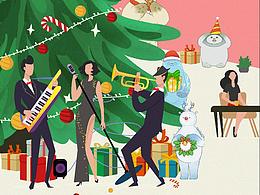 圣诞节插画海报-地产