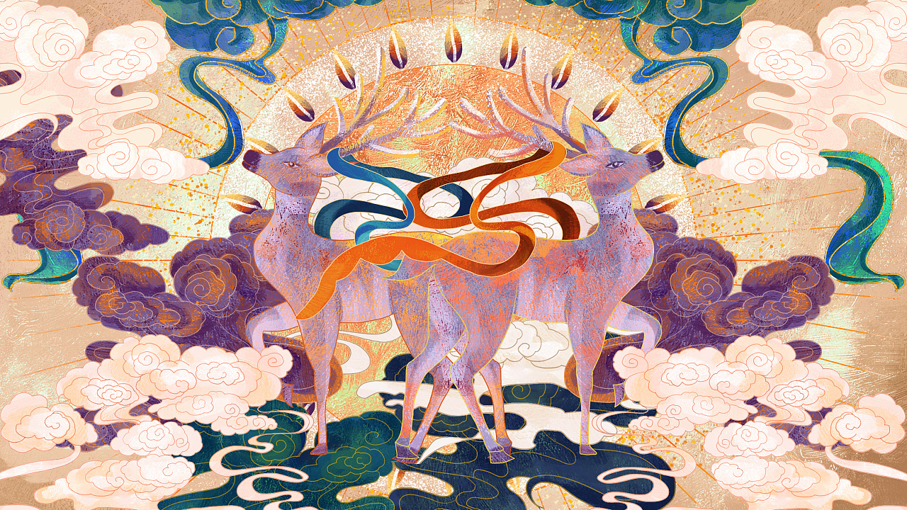 绘画敦煌壁画古典花纹图腾完结