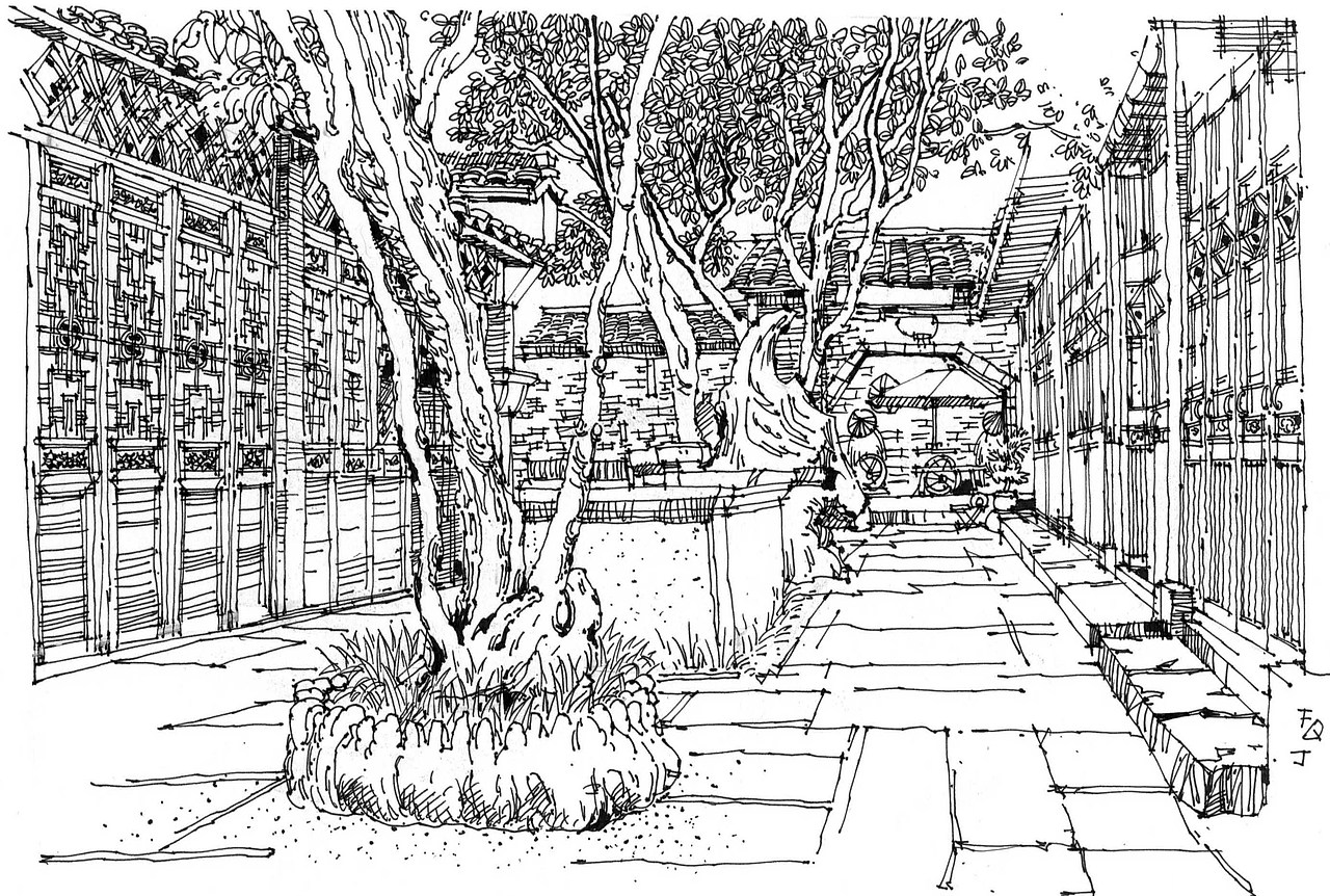 手绘古徽州·中国画里的世外桃源2（图ZNzU5MjA4NDQ=） - 创作习作 - 站酷设计师FQJsketch原创素材 - 站酷ZCOOL