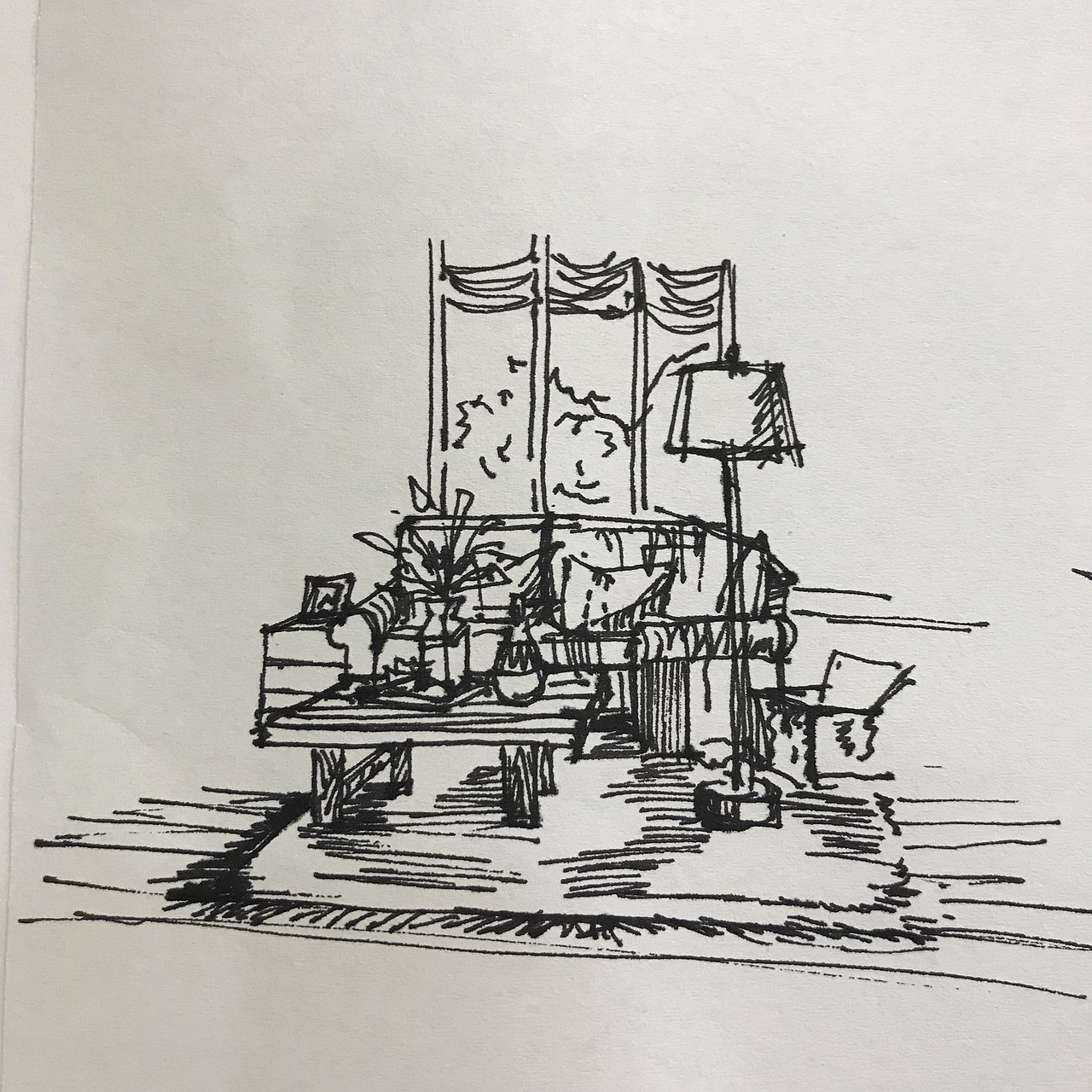 室内小场景手绘速写