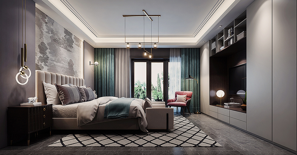 郑州瀚海晴宇180平四室设计现代简约风格装修样板间