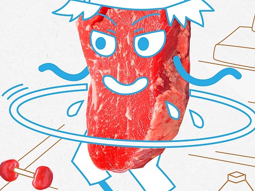 肥牛类餐厅装饰插画-系列三