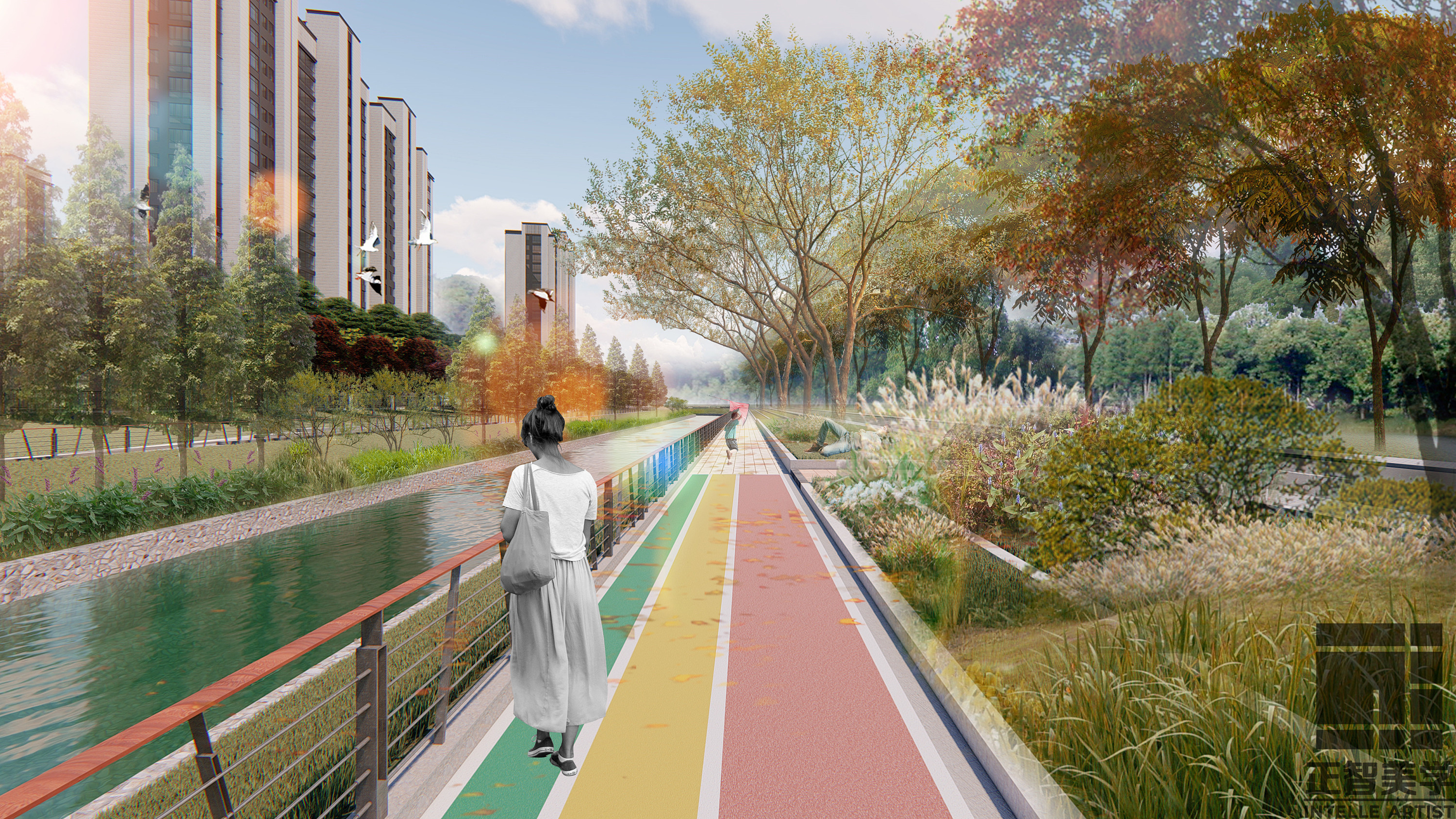 安安设计表现，各式各样河道景观表现的道路绿化效果图设计 - 知乎
