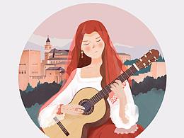 插畫回憶之---阿爾罕布拉宮的回憶