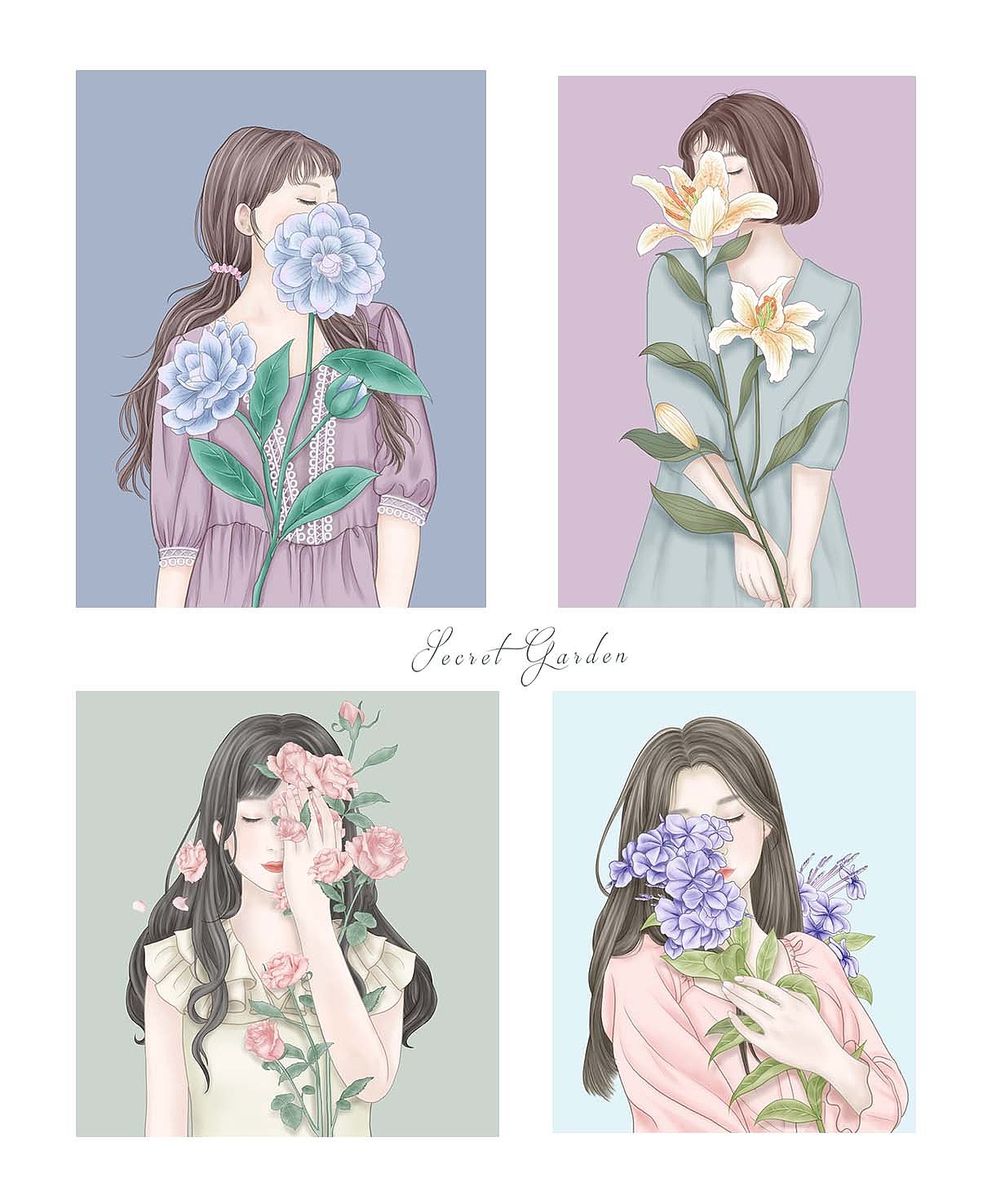 秘密花园-插画与文创（图ZMTg1MjM0NDQw） - 商业插画 - 站酷设计师童小梦原创素材 - 站酷ZCOOL