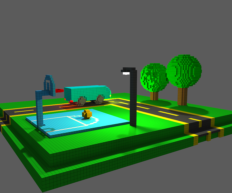 MagicaVoxel城堡手机公路球场3D场景（图ZMTMxMDAyNTgw） - 场景 - 站酷设计师我就看看看原创素材 - 站酷ZCOOL