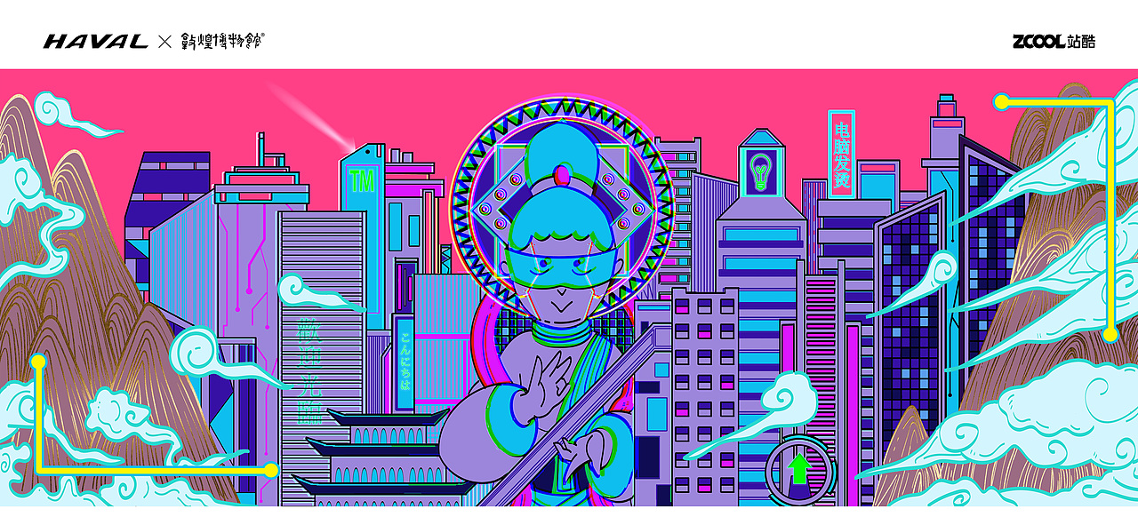 赛博朋克风格敦煌车贴（图ZMjg2Mzc1Nzg4） - 图案 - 站酷设计师电脑发烫原创素材 - 站酷ZCOOL