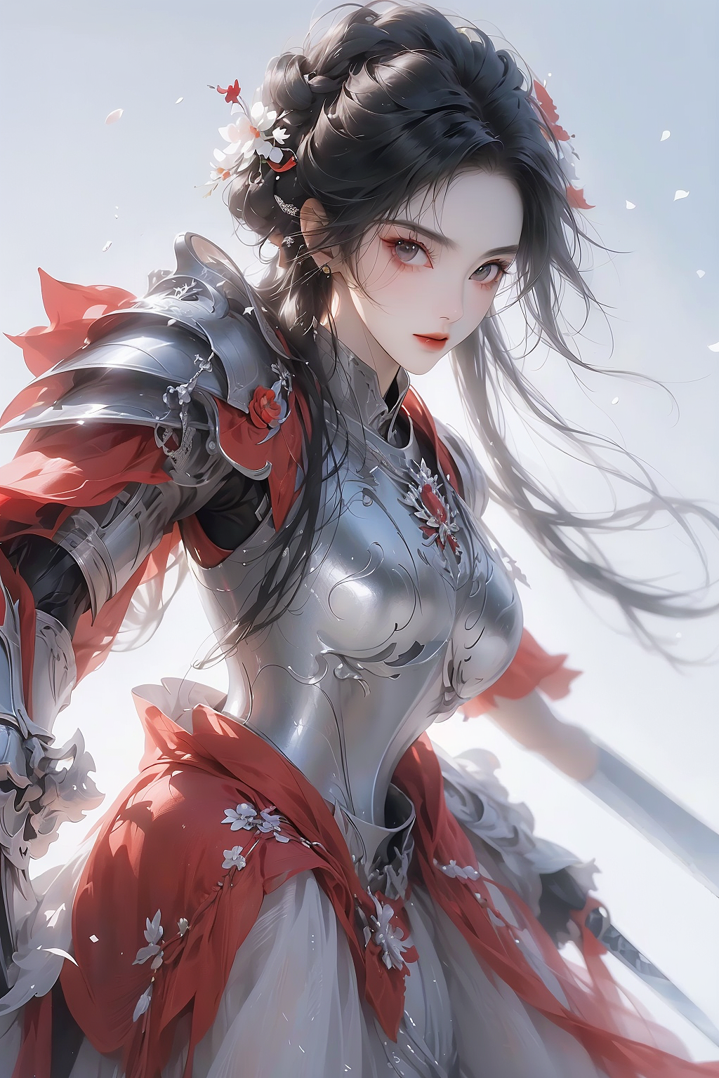 国风插画|古风插画|古风|最后的抵抗-披甲的公主（图ZMzc5MTM4NTY0） - AI作品 - 站酷设计师课代表H原创素材 - 站酷ZCOOL