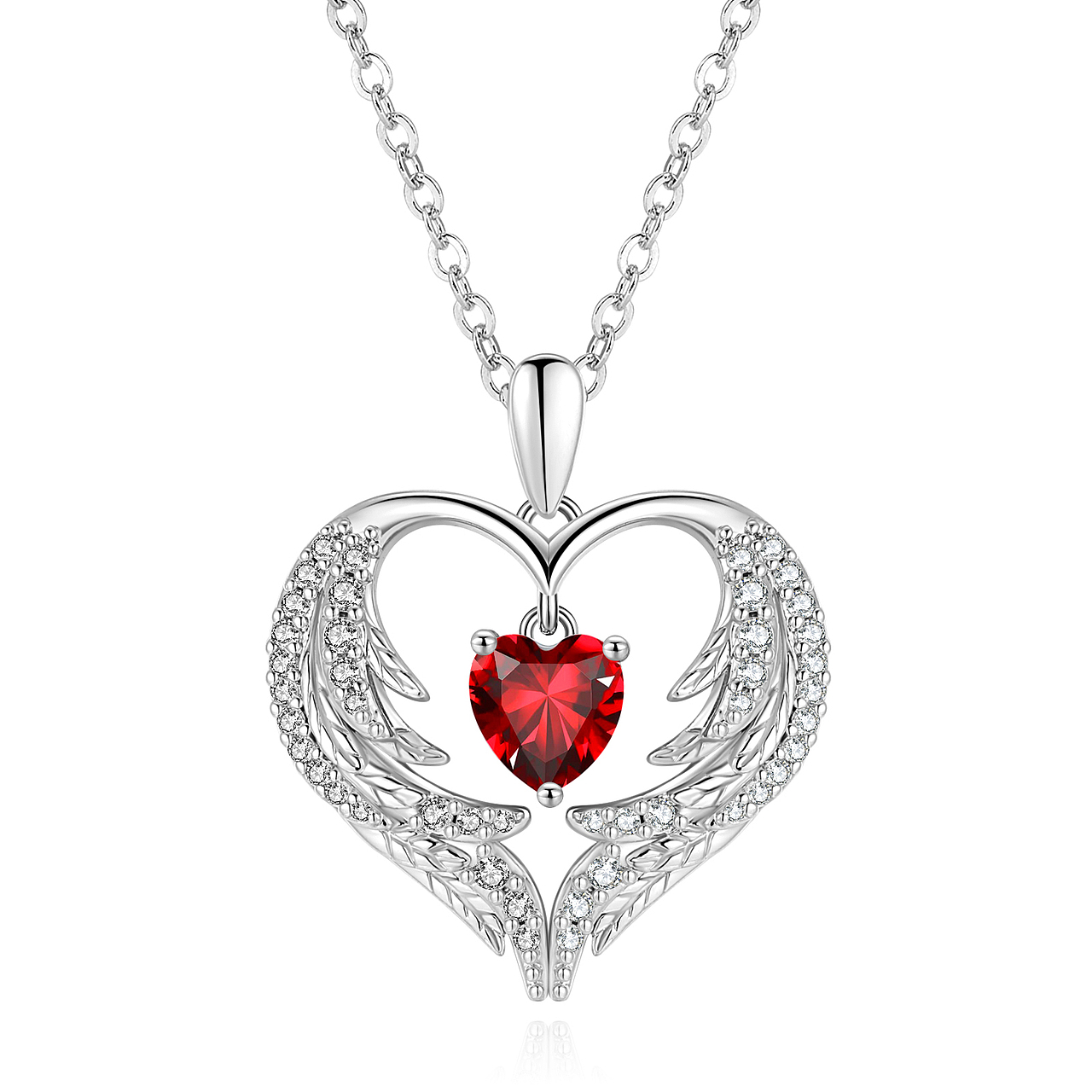 红色锆石羽毛项链主图A+