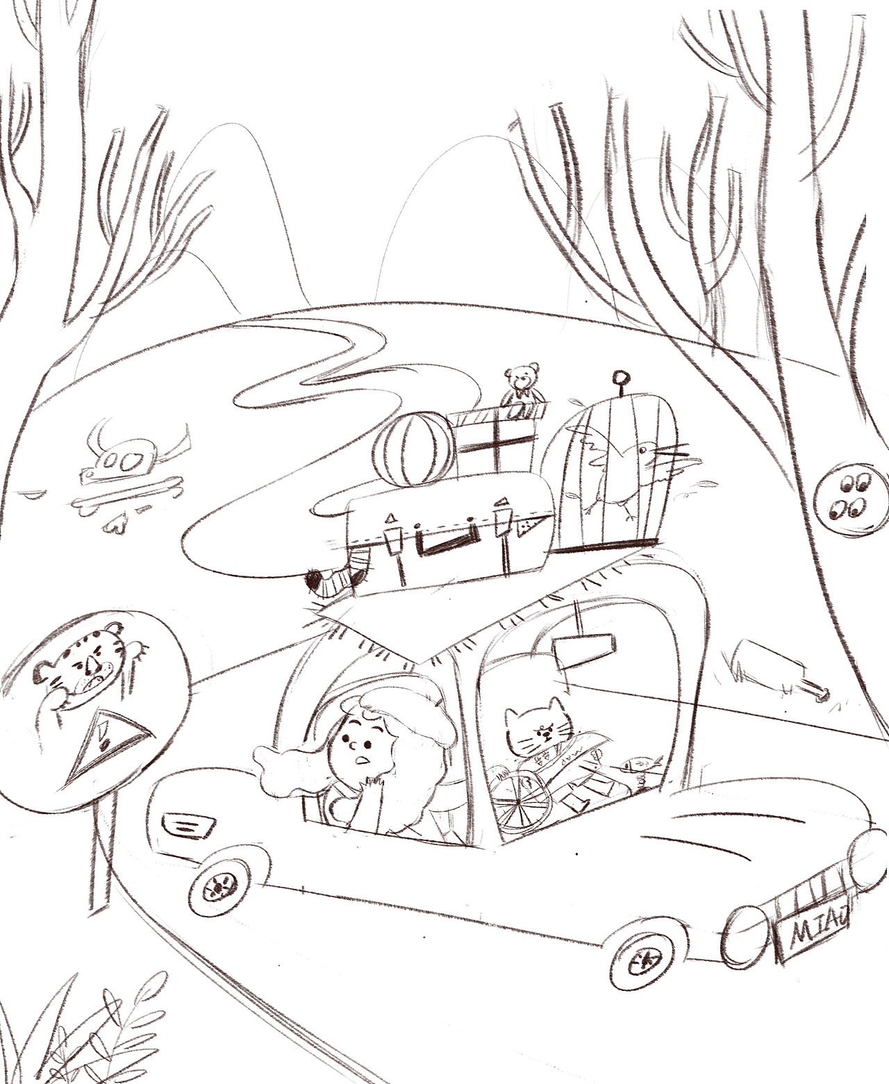 糟糕，又走错路了~（图ZMzE4NjI5ODky） - 儿童插画 - 站酷设计师花喵喵画个画原创素材 - 站酷ZCOOL