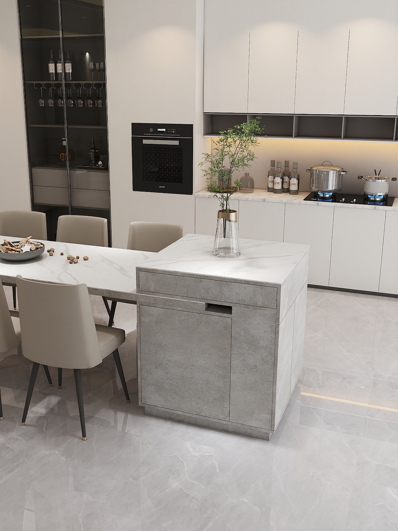 家具成品效果图-伸缩岛台