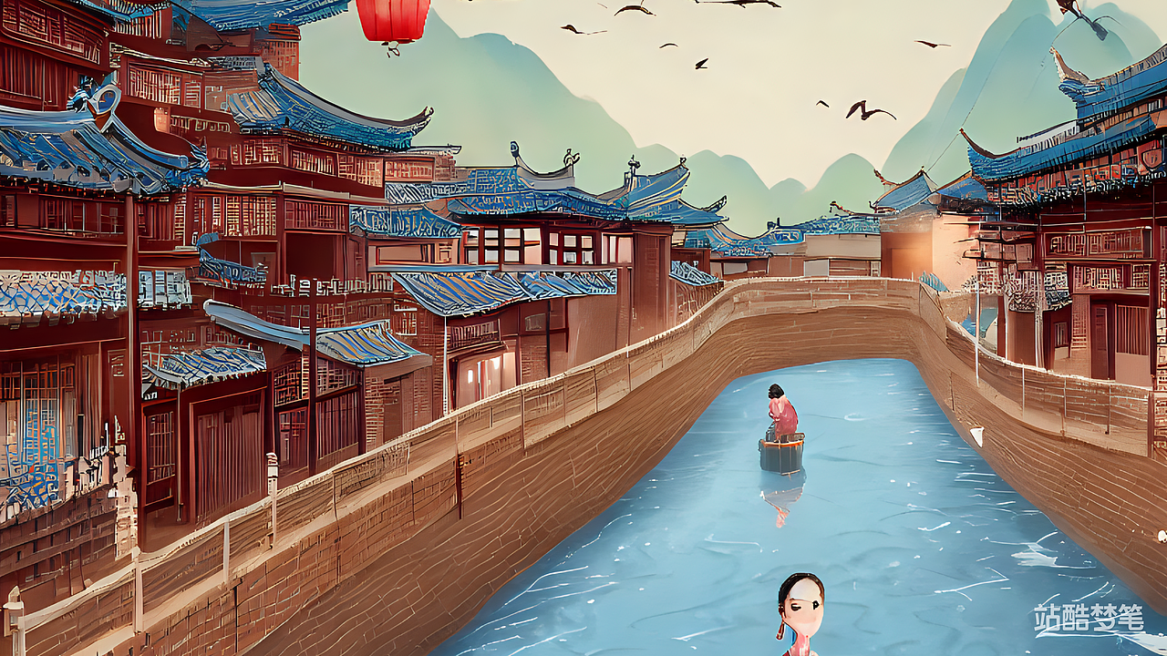 #站酷梦笔#古镇（图ZMzM0OTIwMDI0） - AI作品 - 站酷设计师这叫啥名呐原创素材 - 站酷ZCOOL