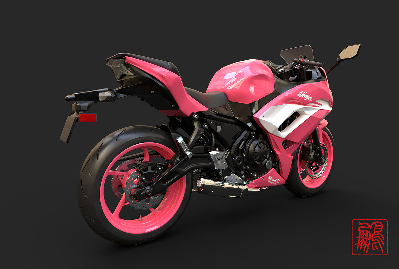 摩托车川崎小忍者650abs自配粉色
