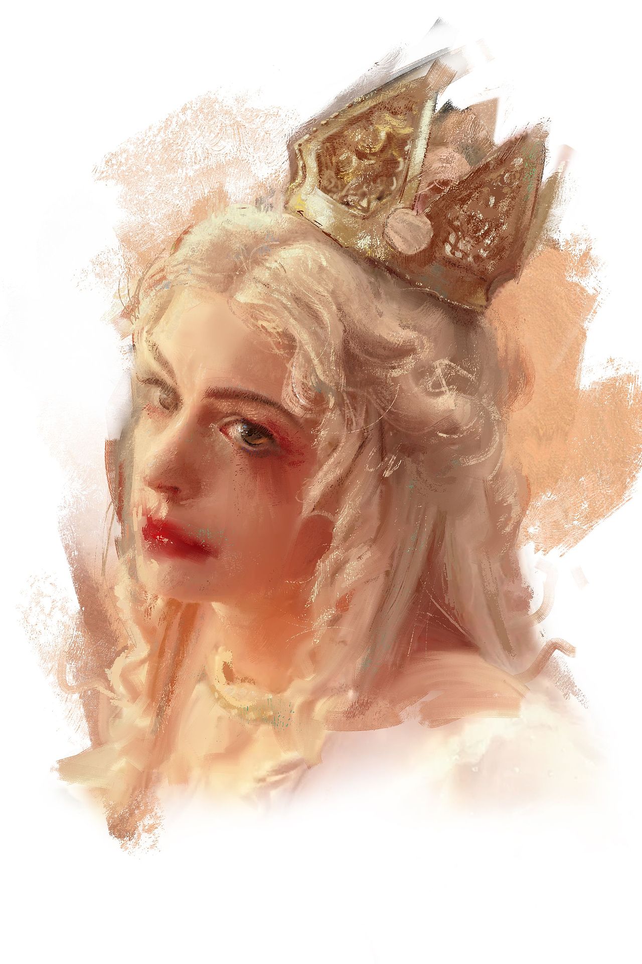 安妮海瑟薇白皇后插画