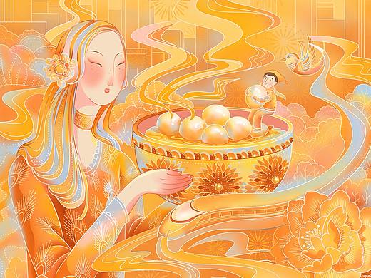 插画合集-节气冬至和城市