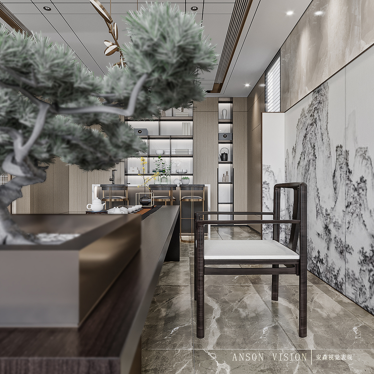 Anson︱高山流水 新中式别墅（图ZMTkyNDYwNzYw） - 家装设计 - 站酷设计师Anson安森视觉原创素材 - 站酷ZCOOL