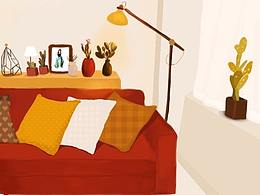 手绘插画场景图